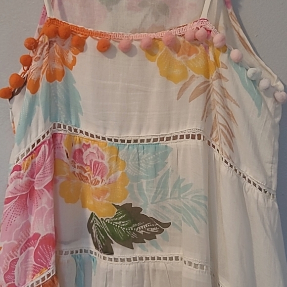 Farm Rio Anthropologie Havanna Cotton Floral Bobbles Midi Maxi Dress XS Petite - Picture 10 of 16